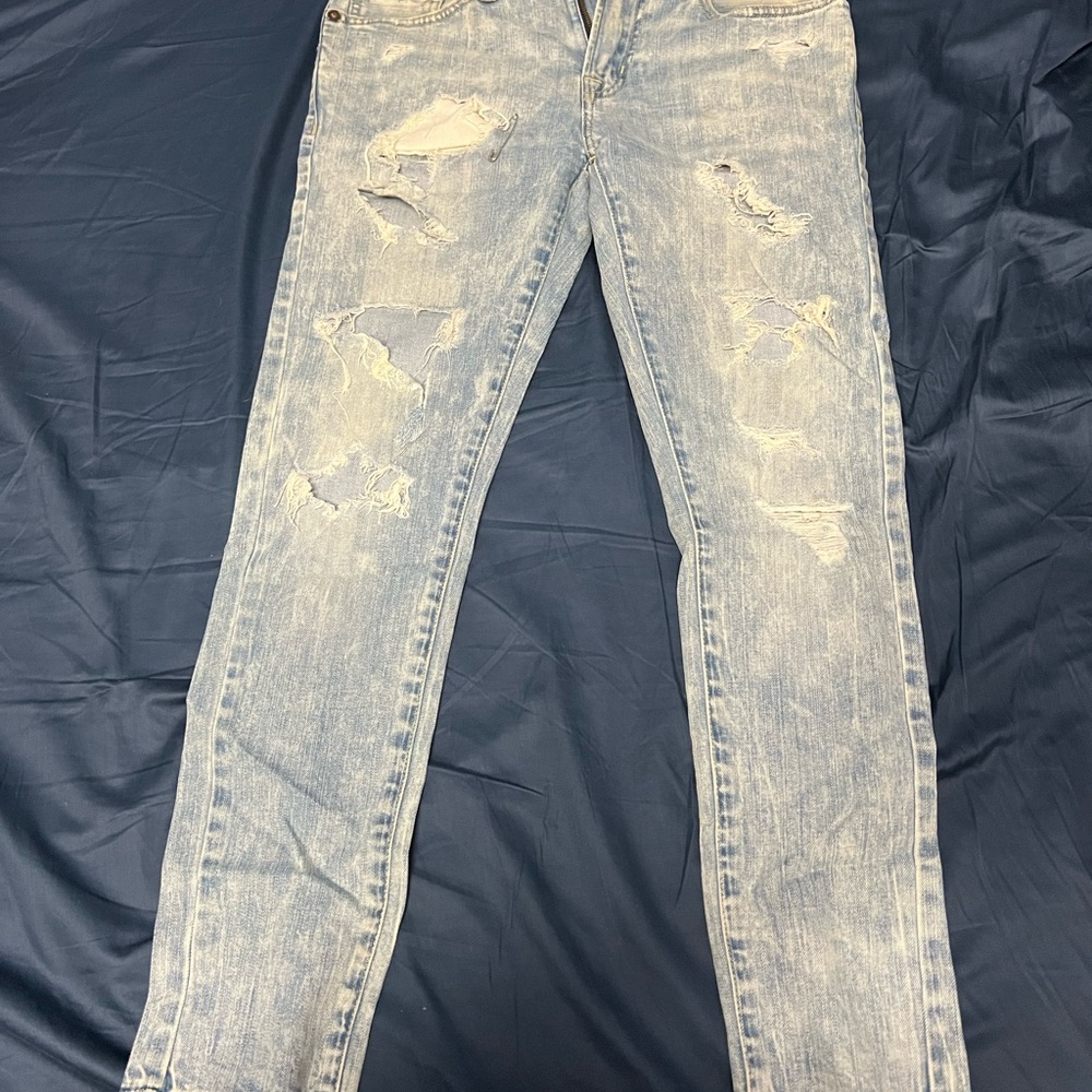 American Eagle Outfitters Blue Skinny Jeans Distressed Style